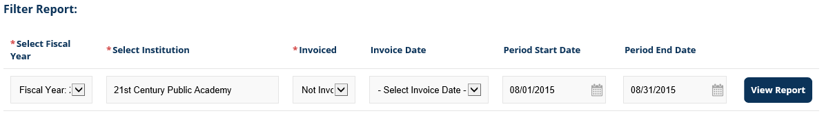 Ancillary filter admin report